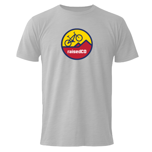 raisedCO Colorado Mountain Bike  State Badge T-shirt