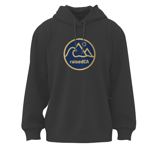 raisedCA California State Badge Pullover Hoodie Charcoal Unisex