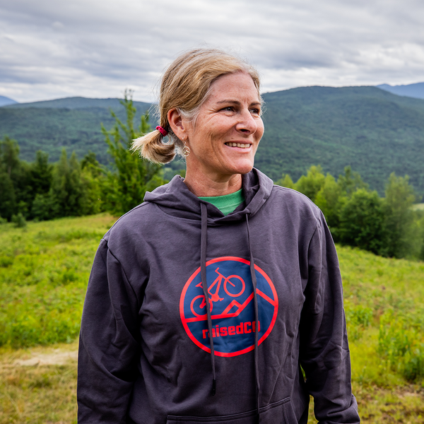 raisedCO Colorado Mountain Biker Hoodie Pullover Charcoal Unisex